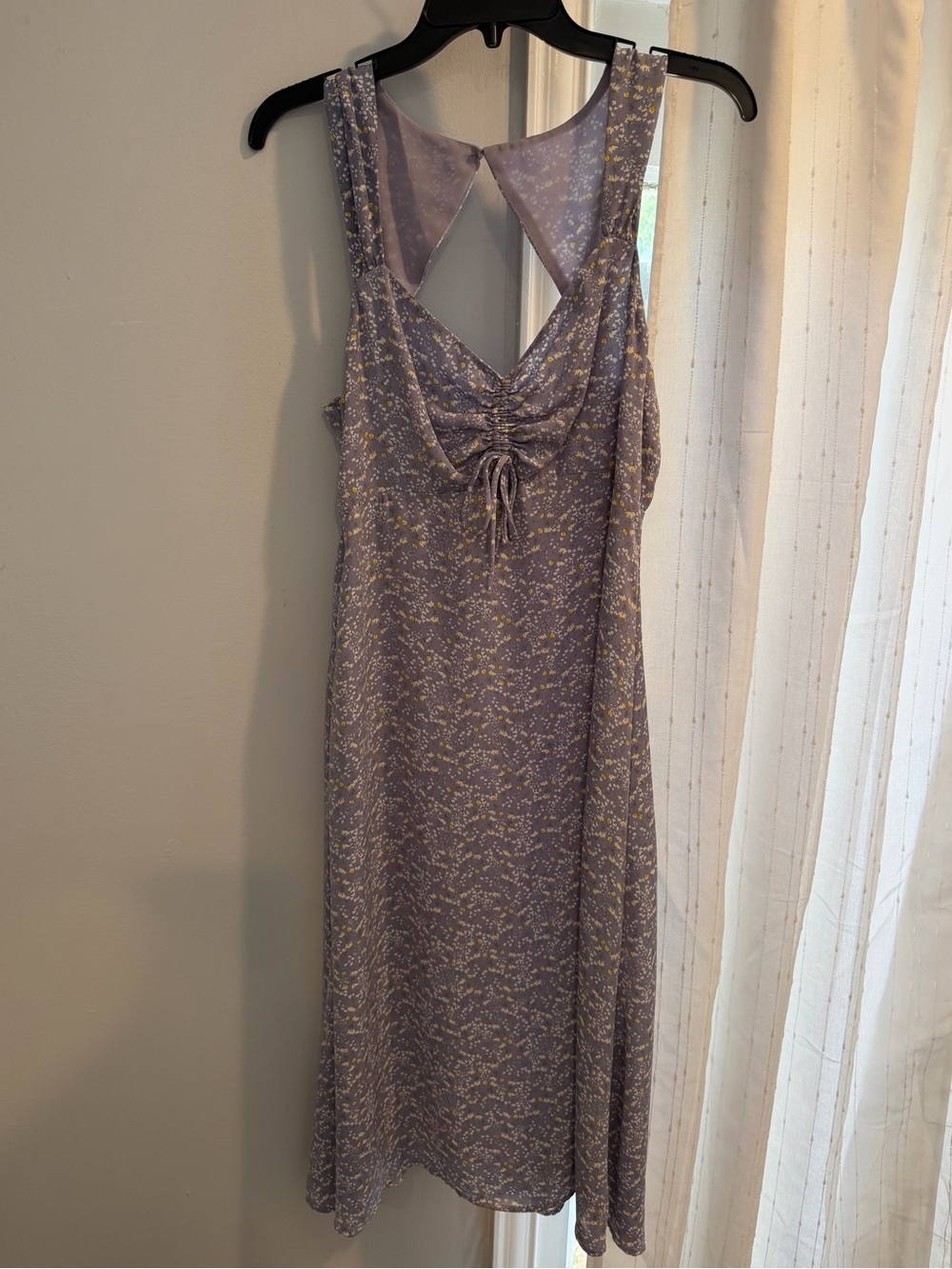 Astr Lavender Ruched Tie-Front Midi Dress